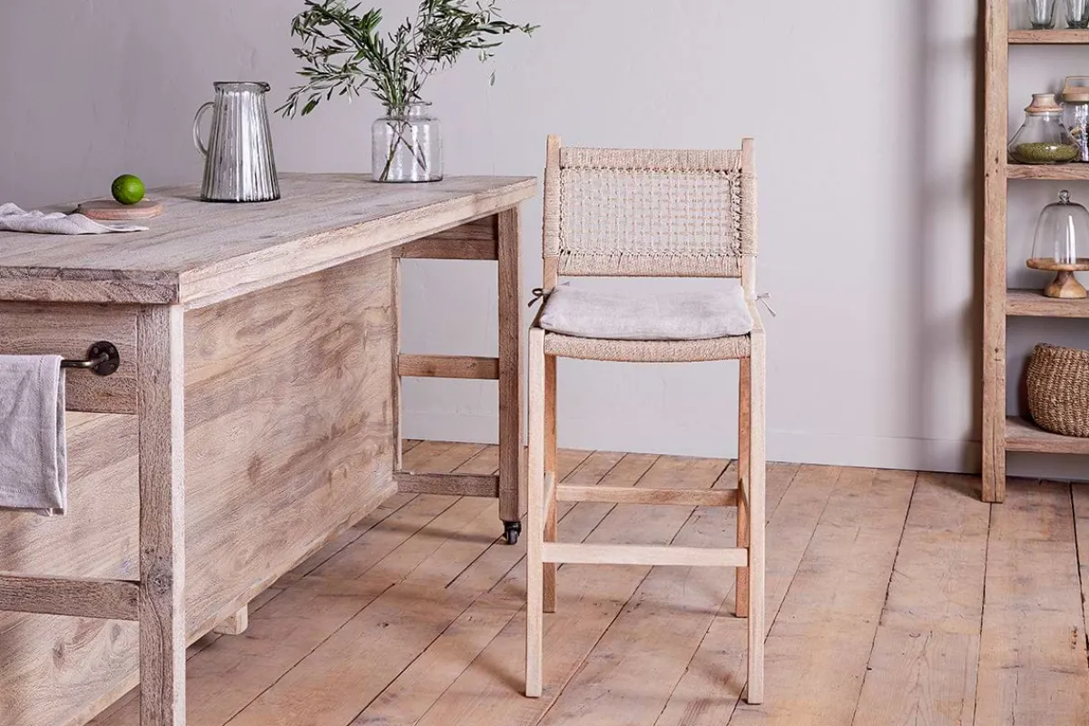 Kitchen & Dining|Bar Stools & Bar Chairs^Nkuku Aamani Mango Wood & Cord Counter Chair - Natural