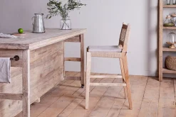 Kitchen & Dining|Bar Stools & Bar Chairs^Nkuku Aamani Mango Wood & Cord Counter Chair - Natural