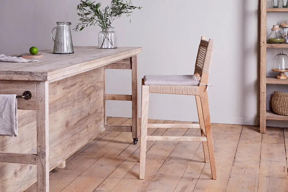 Kitchen & Dining|Bar Stools & Bar Chairs^Nkuku Aamani Mango Wood & Cord Counter Chair - Natural