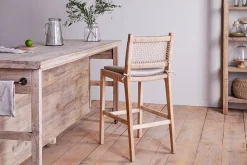 Kitchen & Dining|Bar Stools & Bar Chairs^Nkuku Aamani Mango Wood & Cord Counter Chair - Natural