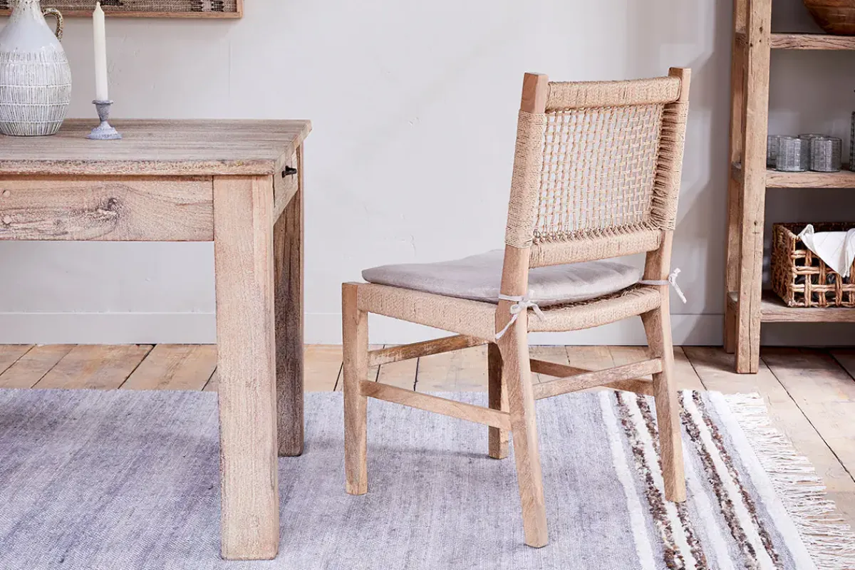 Kitchen & Dining|Dining Chairs & Benches^Nkuku Aamani Mango Wood & Cord Dining Chair - Natural