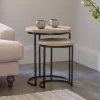 Living|Side Tables^Nkuku Aasha Carved Mango Wood & Iron Nesting Side Tables - Natural - (Set of 2)