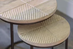 Living|Side Tables^Nkuku Aasha Carved Mango Wood & Iron Nesting Side Tables - Natural - (Set of 2)