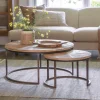 Living|Coffee Tables^Nkuku Aasha Carved Mango Wood & Iron Nesting Coffee Tables - Natural - (Set of 2)