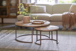 Living|Coffee Tables^Nkuku Aasha Carved Mango Wood & Iron Nesting Coffee Tables - Natural - (Set of 2)