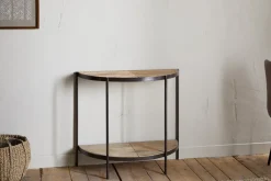 Living|Hallway & Bootroom^Nkuku Aasha Mango Wood Half Moon Console Table - Natural