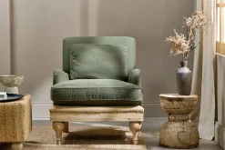 Living|Armchairs^Nkuku Abe Deconstructed Linen Armchair - Olive
