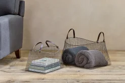 Baskets^Nkuku Adah Iron Baskets - Brown (Set of 2)