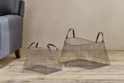 Baskets^Nkuku Adah Iron Baskets - Brown (Set of 2)