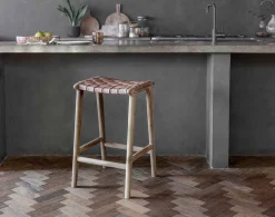 Kitchen & Dining|Bar Stools & Bar Chairs^Nkuku Adembi Woven Leather Counter Stool