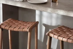 Kitchen & Dining|Bar Stools & Bar Chairs^Nkuku Adembi Woven Leather Counter Stool