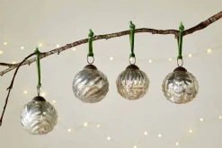 Baubles & Tree Decorations|New Christmas^Nkuku Adoya Baubles - Aged Nickel (Set of 4)