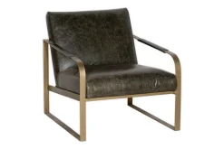 Living|Occasional Chairs^Nkuku Adra Leather & Brass Occasional Chair - Moss Green