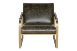 Living|Occasional Chairs^Nkuku Adra Leather & Brass Occasional Chair - Moss Green