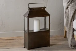Fireside|Lanterns^Nkuku Akoko Wide Lantern - Brown Patina