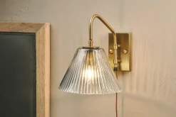 Wall Lights|Wall & Spot Lights^Nkuku Akoli Glass Wall Lamp - Clear & Antique Brass