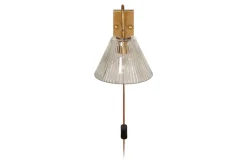 Wall Lights|Wall & Spot Lights^Nkuku Akoli Glass Wall Lamp - Clear & Antique Brass