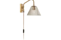 Wall Lights|Wall & Spot Lights^Nkuku Akoli Glass Wall Lamp - Clear & Antique Brass