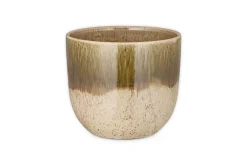Indoor Planters^Nkuku Almeida Reactive Glaze Plant Pot - Olive & Natural