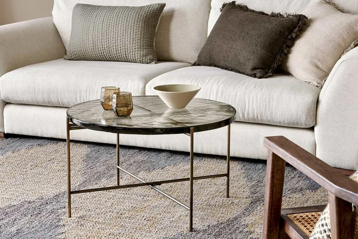 Living|Coffee Tables^Nkuku Aluva Glass Coffee Table - Clear & Antique Brass