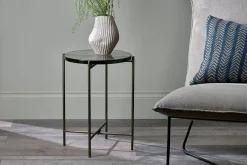 Living|Side Tables^Nkuku Aluva Glass Side Table - Clear & Antique Brass