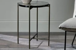 Living|Side Tables^Nkuku Aluva Glass Side Table - Clear & Antique Brass