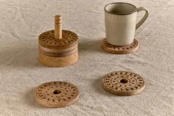 Table Settings & Linens^Nkuku Anali Mango Wood Coasters - Natural