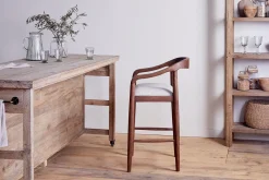 Kitchen & Dining|Bar Stools & Bar Chairs^Nkuku Anbu Acacia Upholstered Counter Chair - Washed Walnut