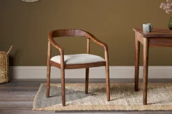 Kitchen & Dining|Dining Chairs & Benches^Nkuku Anbu Acacia Upholstered Dining Chair - Washed Walnut