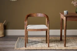 Kitchen & Dining|Dining Chairs & Benches^Nkuku Anbu Acacia Upholstered Dining Chair - Washed Walnut