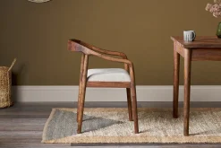 Kitchen & Dining|Dining Chairs & Benches^Nkuku Anbu Acacia Upholstered Dining Chair - Washed Walnut
