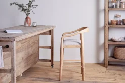 Kitchen & Dining|Bar Stools & Bar Chairs^Nkuku Anbu Mango Wood Upholstered Counter Chair - Natural