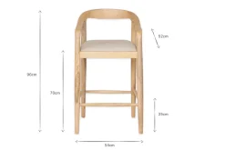 Kitchen & Dining|Bar Stools & Bar Chairs^Nkuku Anbu Mango Wood Upholstered Counter Chair - Natural