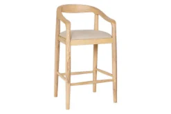 Kitchen & Dining|Bar Stools & Bar Chairs^Nkuku Anbu Mango Wood Upholstered Counter Chair - Natural