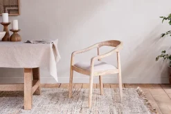 Kitchen & Dining|Dining Chairs & Benches^Nkuku Anbu Mango Wood Upholstered Dining Chair - Natural