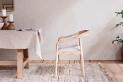 Kitchen & Dining|Dining Chairs & Benches^Nkuku Anbu Mango Wood Upholstered Dining Chair - Natural