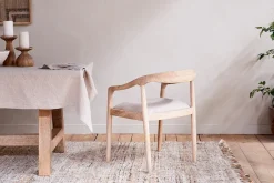 Kitchen & Dining|Dining Chairs & Benches^Nkuku Anbu Mango Wood Upholstered Dining Chair - Natural
