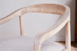 Kitchen & Dining|Dining Chairs & Benches^Nkuku Anbu Mango Wood Upholstered Dining Chair - Natural