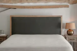 Bedroom^Nkuku Anesha Upholstered Linen Headboard - Olive Green