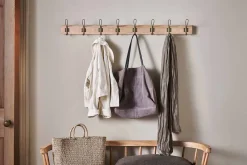 Hooks & Rails|Hooks & Rails^Nkuku Ankita Mango Wood & Iron Hooks - Natural & Antique Brass - Large