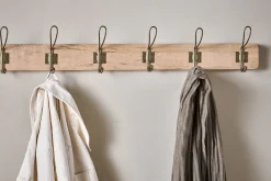 Hooks & Rails|Hooks & Rails^Nkuku Ankita Mango Wood & Iron Hooks - Natural & Antique Brass - Large