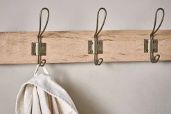 Hooks & Rails|Hooks & Rails^Nkuku Ankita Mango Wood & Iron Hooks - Natural & Antique Brass - Small