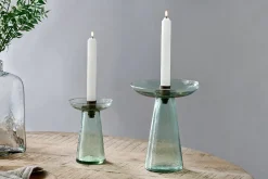 Decorative Home Accessories|Candlesticks^Nkuku Avyn Recycled Glass Candle Holder - Sage Green