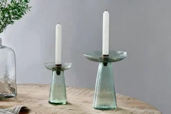 Decorative Home Accessories|Candlesticks^Nkuku Avyn Recycled Glass Candle Holder - Sage Green