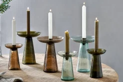 Decorative Home Accessories|Candlesticks^Nkuku Avyn Recycled Glass Candle Holder - Sage Green