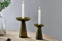Decorative Home Accessories|Candlesticks^Nkuku Avyn Recycled Glass Candle Holder - Forest Green