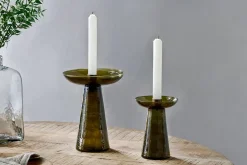 Decorative Home Accessories|Candlesticks^Nkuku Avyn Recycled Glass Candle Holder - Forest Green