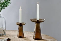 Decorative Home Accessories|Candle Holders^Nkuku Avyn Recycled Glass Candle Holder - Smoke Amber