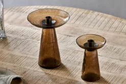 Decorative Home Accessories|Candle Holders^Nkuku Avyn Recycled Glass Candle Holder - Smoke Amber