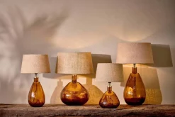 Table Lamps^Nkuku Baba Recycled Glass Lamp - - Small Wide Burnt Amber